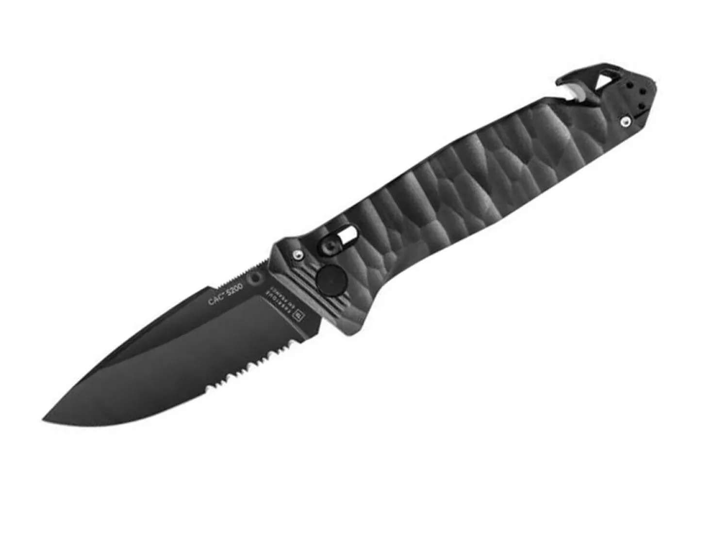 TB Outdoor C.A.C. S200 G10 Textured Black Serrated