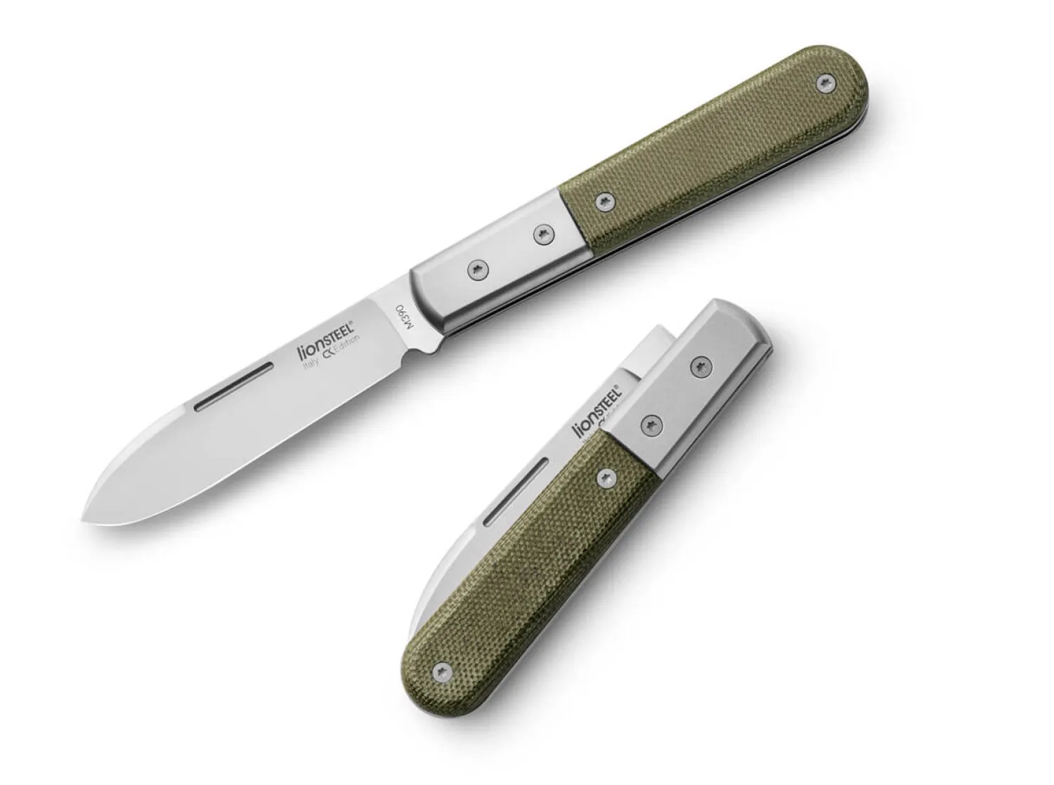 LionSteel Roundhead Barlow Canvas Micarta Green