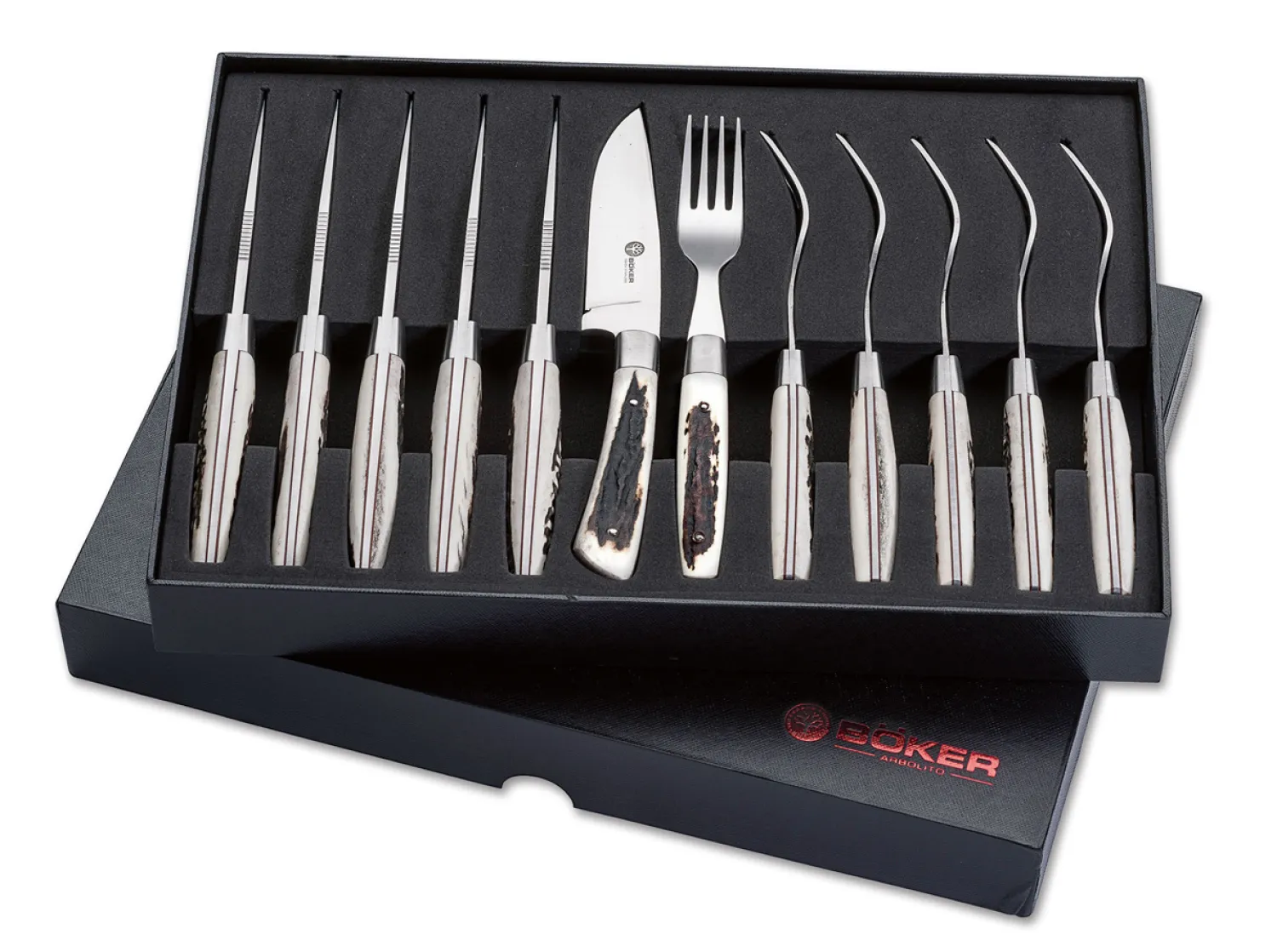 Böker Arbolito Hirschhorn Steakbesteck Set